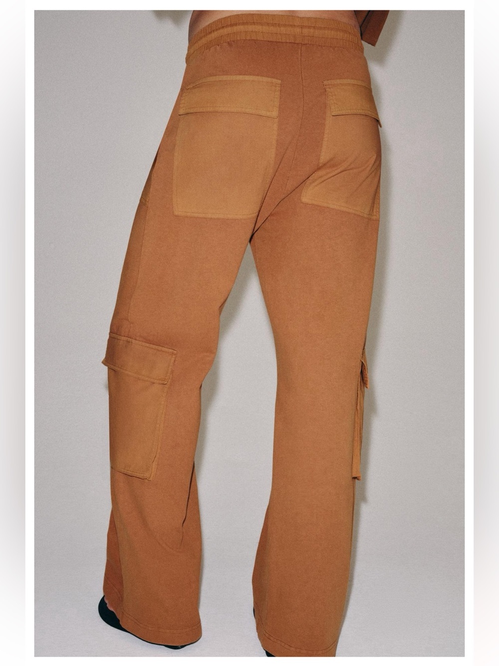 Zara Washed-Effect Cargo Pants Burnt Orange Size Small - Picture 3 of 11